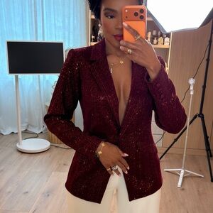 Vince Camuto Women's Burgundy Sequin Blazer
